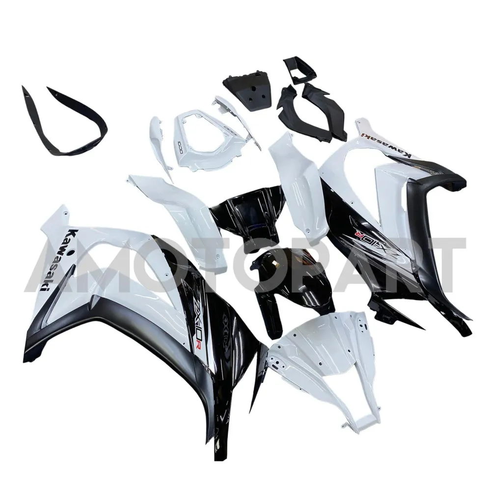 Amotopart 2011-2015 Kawasaki ZX10r Fairing White & Black Kit