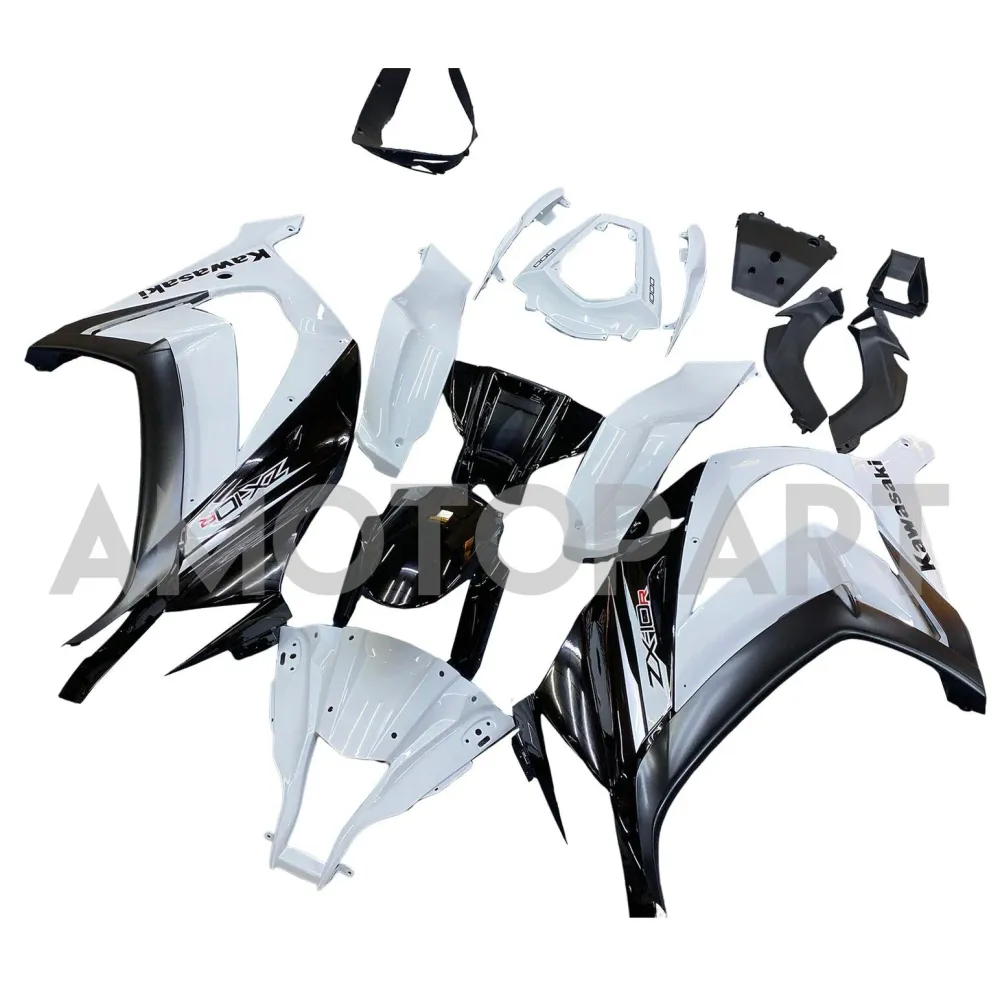 Amotopart 2011-2015 Kawasaki ZX10r Fairing White & Black Kit