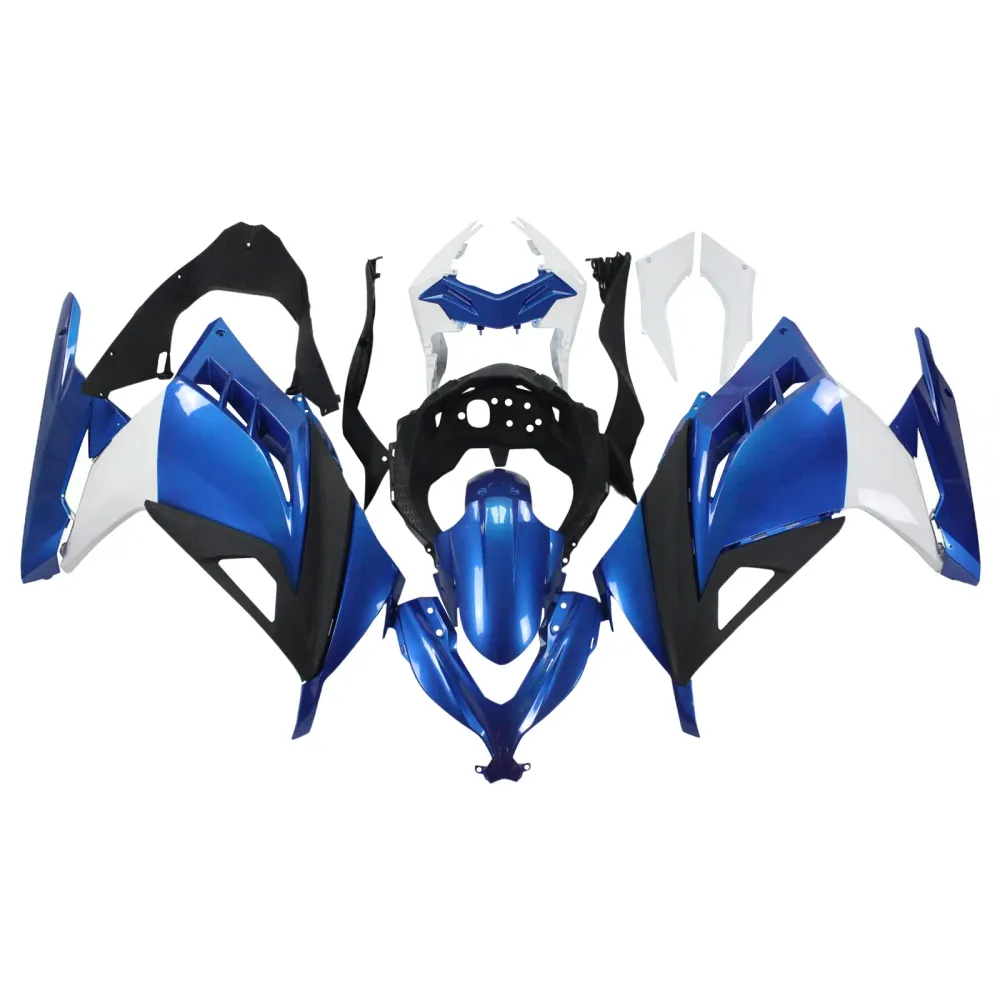 Amotopart 2013-2024 Kawasaki EX300/Ninja 300 White & Blue Fairing Kit