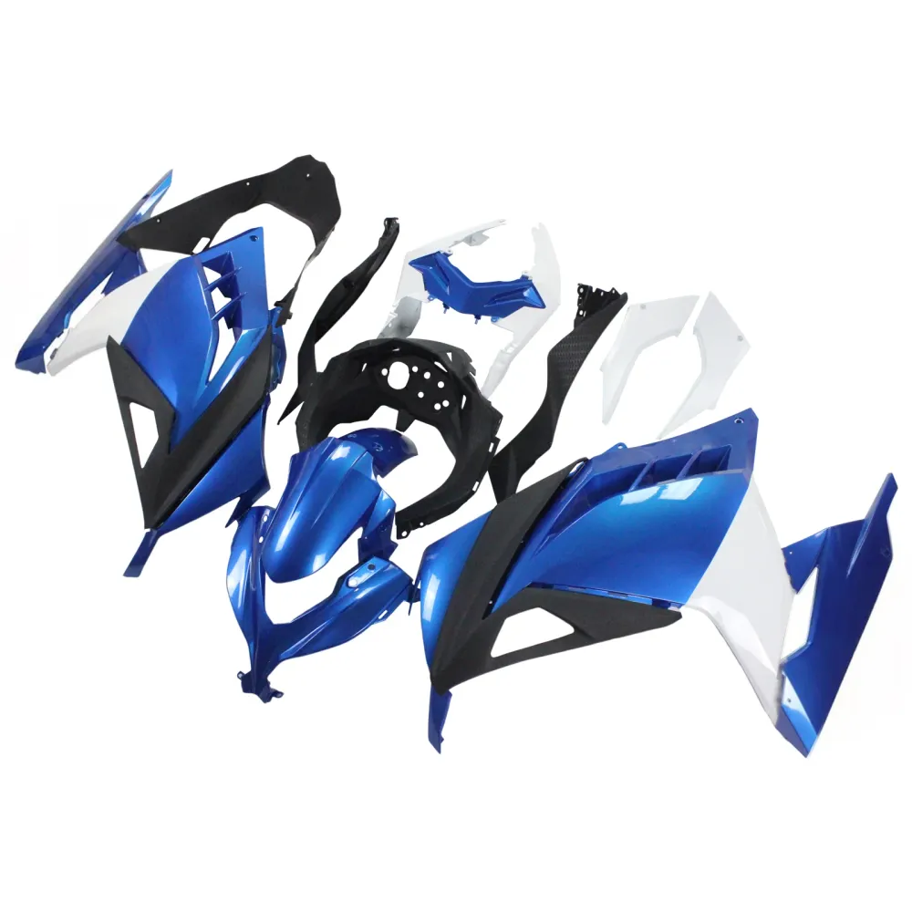 Amotopart 2013-2024 Kawasaki EX300/Ninja 300 White & Blue Fairing Kit