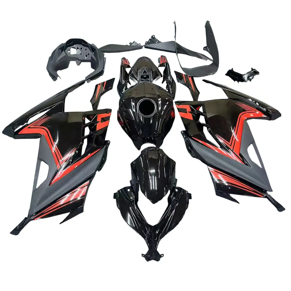 Amotopart 2013-2024 Kawasaki EX300/Ninja300 Black & Orange Fairing Kit