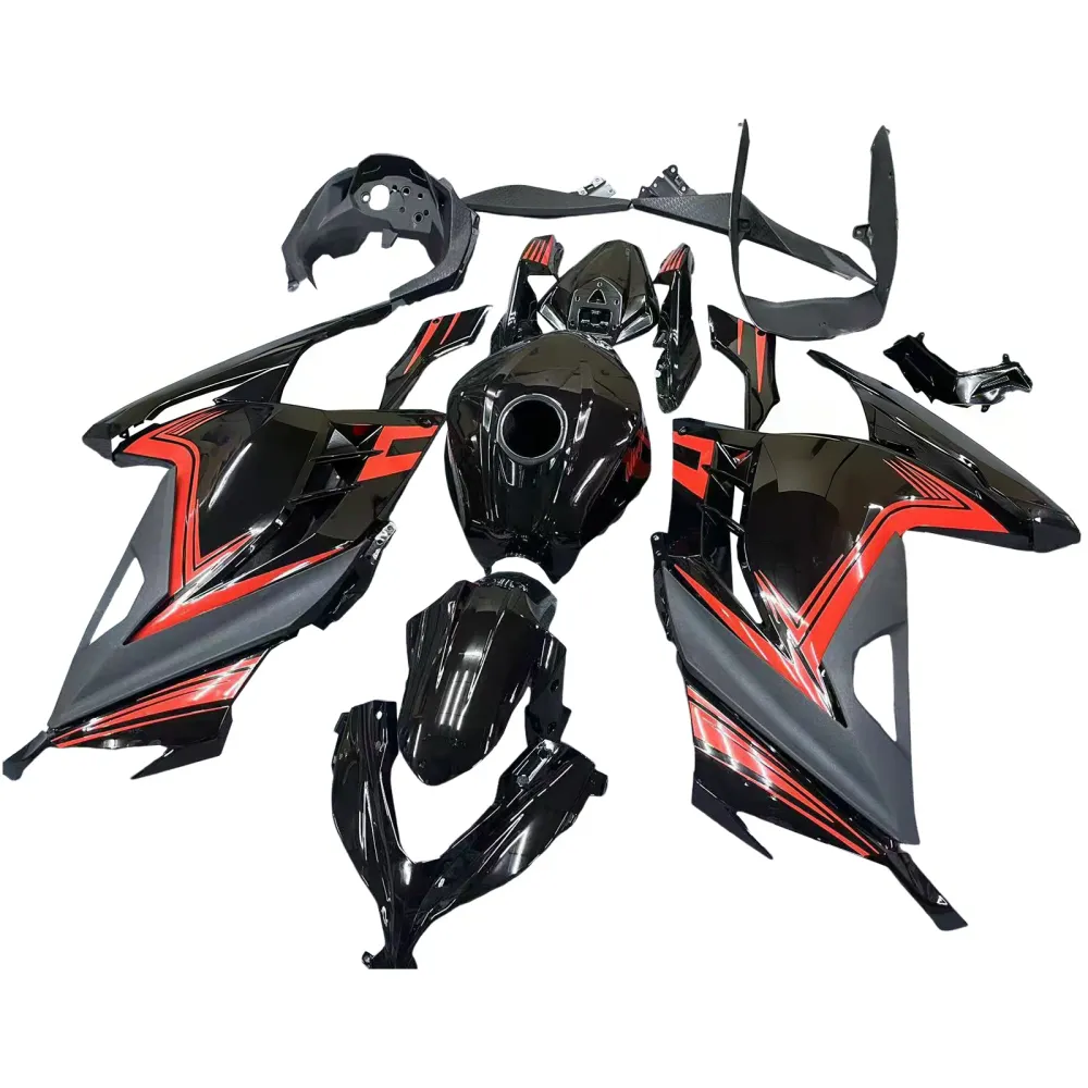Amotopart 2013-2024 Kawasaki EX300/Ninja300 Black & Orange Fairing Kit