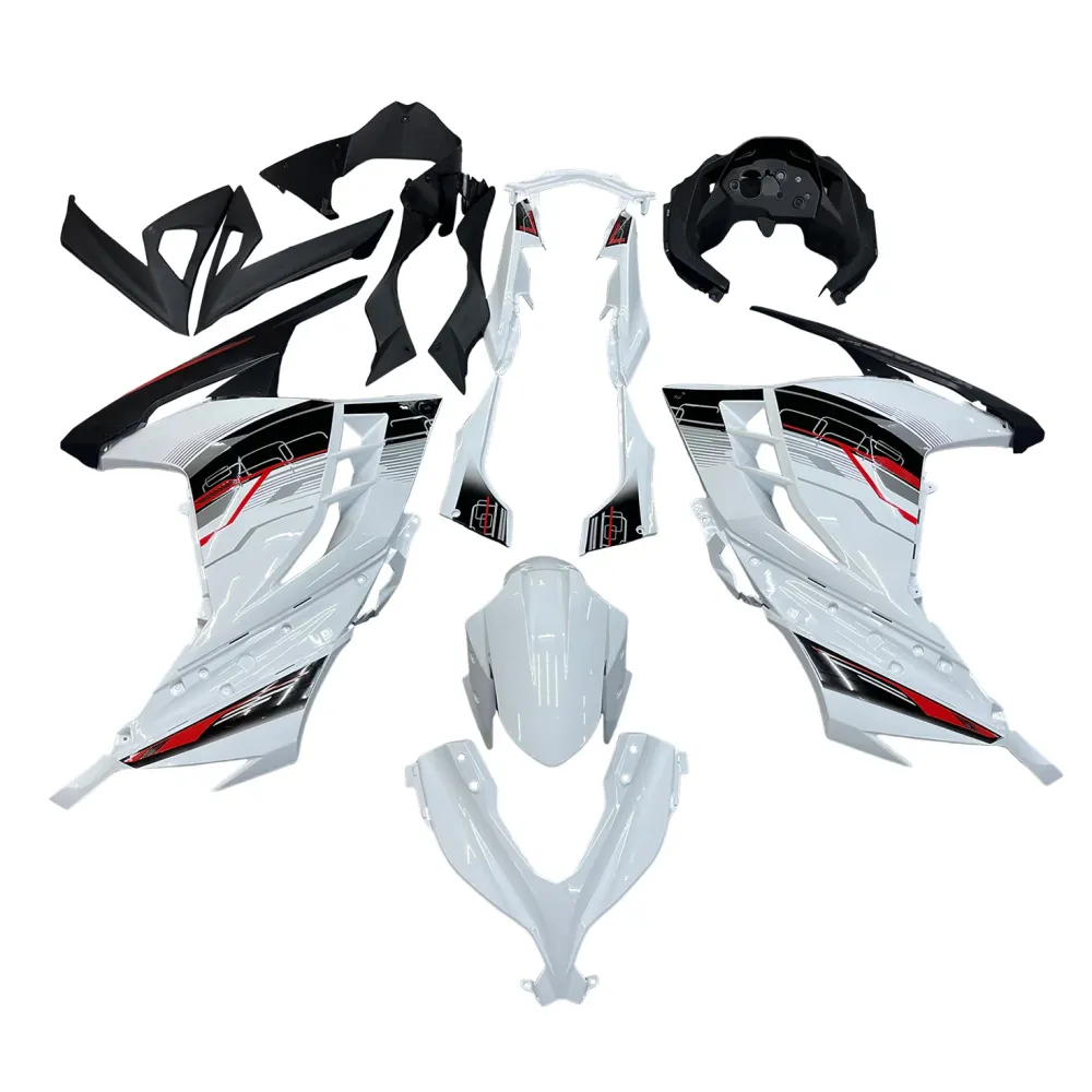 Amotopart 2013-2024 Kawasaki EX300R Fairing White & Black Kit