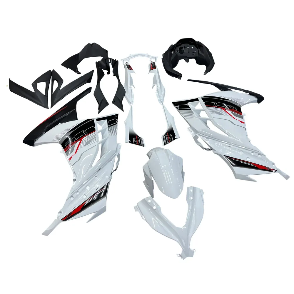 Amotopart 2013-2024 Kawasaki EX300R Fairing White & Black Kit