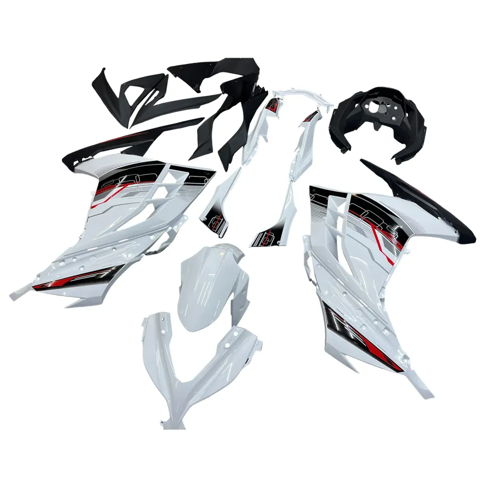 Amotopart 2013-2024 Kawasaki EX300R Fairing White & Black Kit