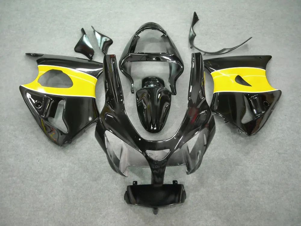 Amotopart Kawasaki 2000-2002 ZX6R 636/ZZR600 2005-2008 Kuip Zwart&Ygele kit