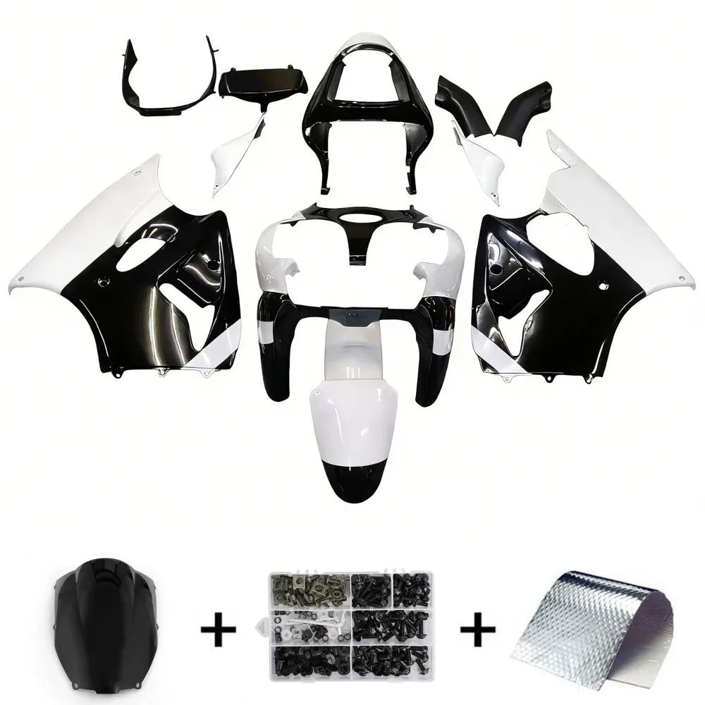 Amotopart Kawasaki 2000-2002 Zx6R 636/ZZR600 2005-2008 Wit Zwart Kuipset