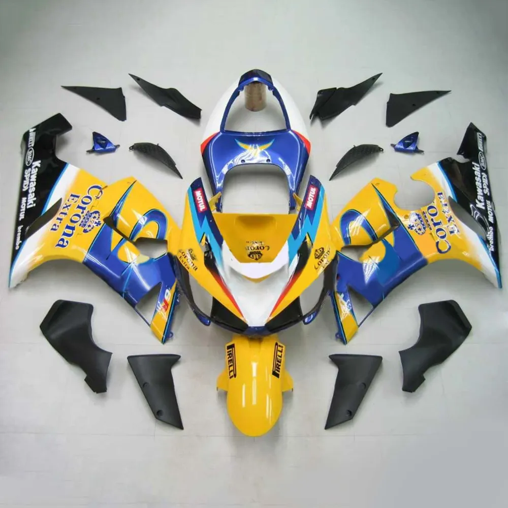 Amotopart Kawasaki 2005-2006 ZX6R 636 geelblauwe kuipset