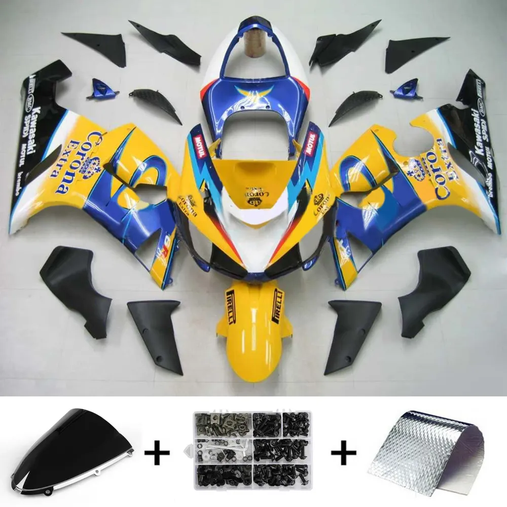 Amotopart Kawasaki 2005-2006 ZX6R 636 geelblauwe kuipset