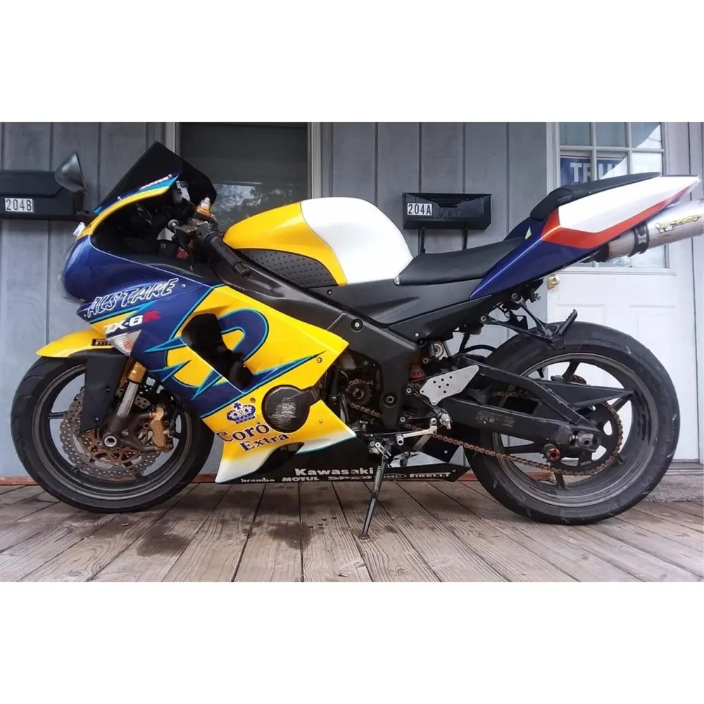 Amotopart Kawasaki 2005-2006 ZX6R 636 geelblauwe kuipset