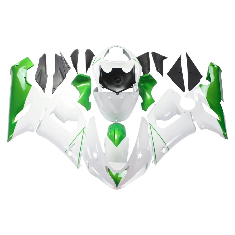 Amotopart Kawasaki 2005-2006 ZX6R 636 Wit Mix Groen Kuipset