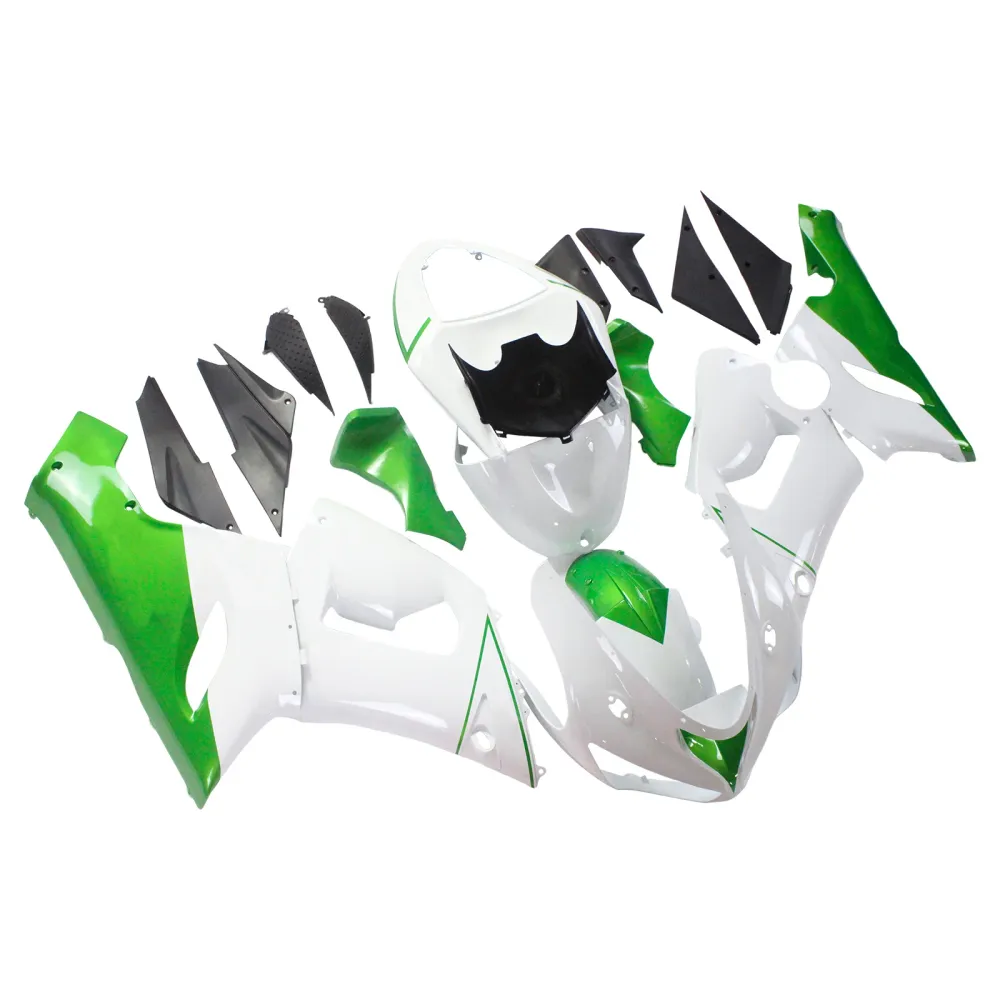 Amotopart Kawasaki 2005-2006 ZX6R 636 Wit Mix Groen Kuipset