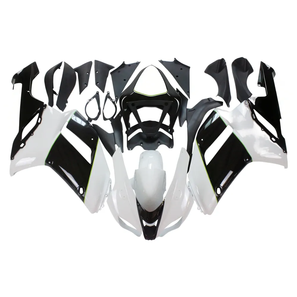 Amotopart Kawasaki 2007-2008 ZX6R 636 Black White Fairing Kit