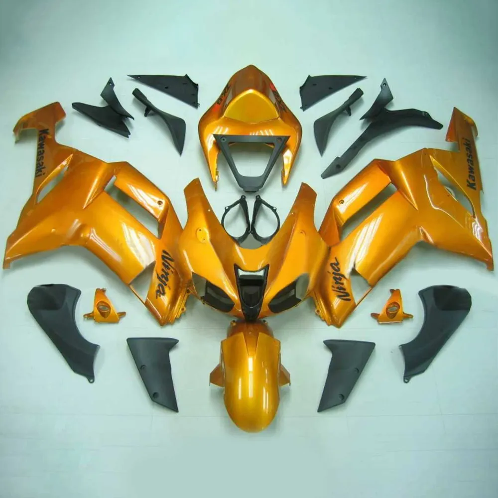 Amotopart Kawasaki 2007-2008 ZX6R 636 oranje met zwarte logo's kuipset