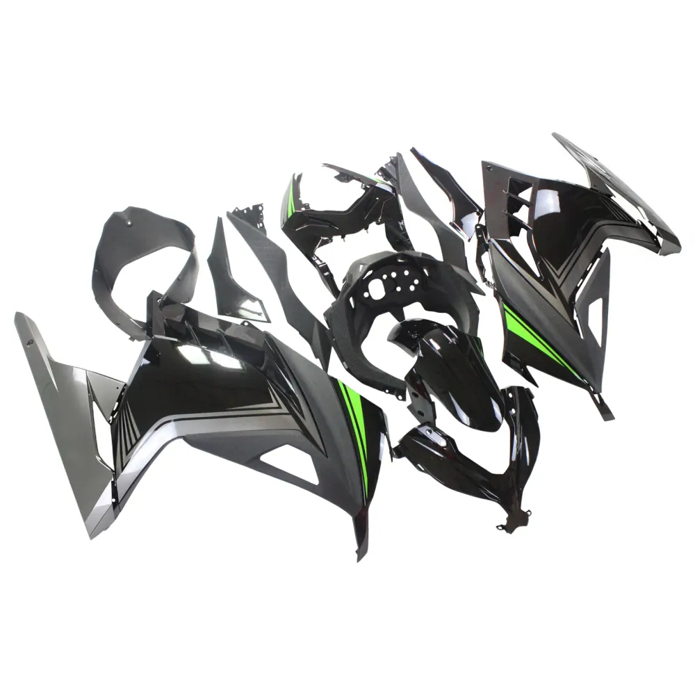 Amotopart Kawasaki 2013-2024 EX300/Ninja 300 Black Sliver Fairing Kit