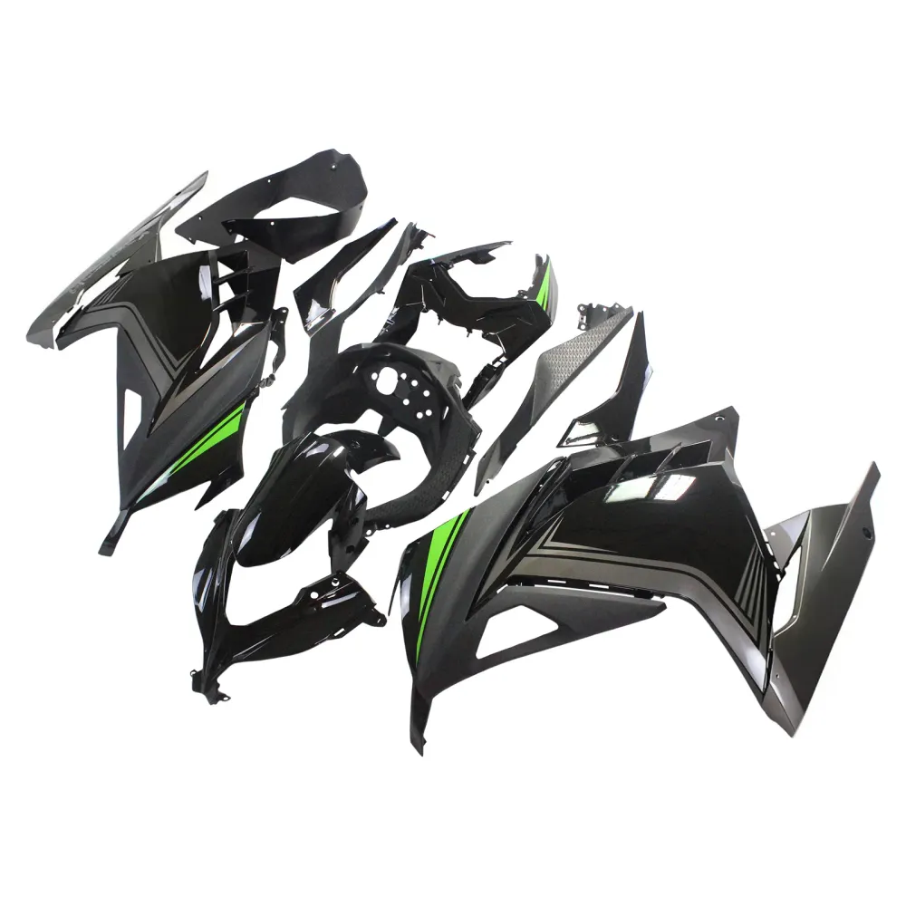 Amotopart Kawasaki 2013-2024 EX300/Ninja 300 Black Sliver Fairing Kit