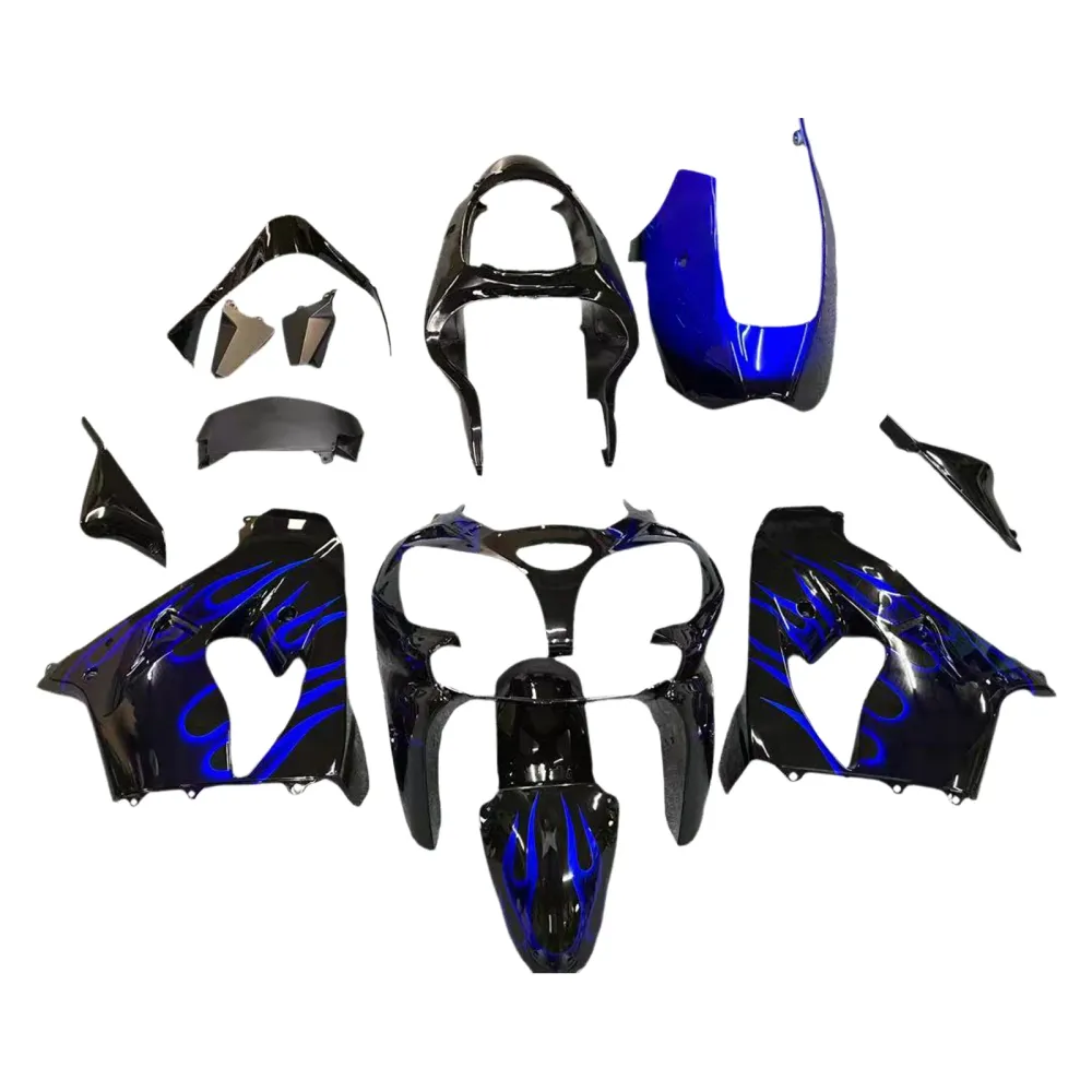 Amotopart Kawasaki ZX9R 2000-2001 Black Blue Fairing Kit