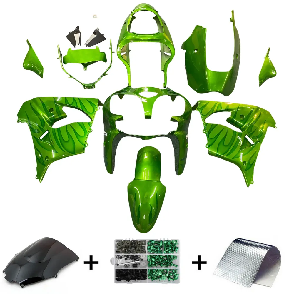 Amotopart Kawasaki ZX9R 2000-2001 Gloss Green Fairing Kit