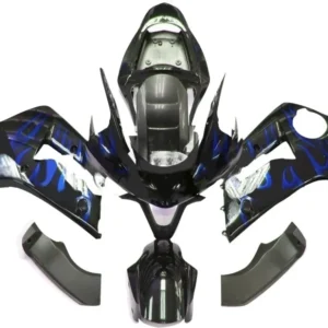Amotopart kuip voor Kawasaki ZX6R 2003-2004, zwart&Bblauwe vlammenset