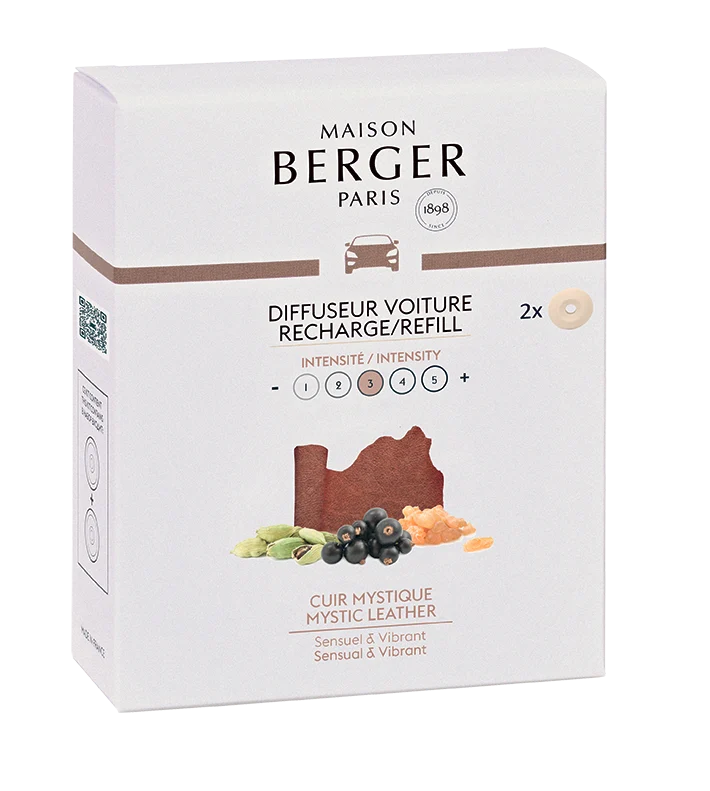 Maison Berger Cuir Mystique / Mystic Leather Autoparfum Navulling - 2 Stuks