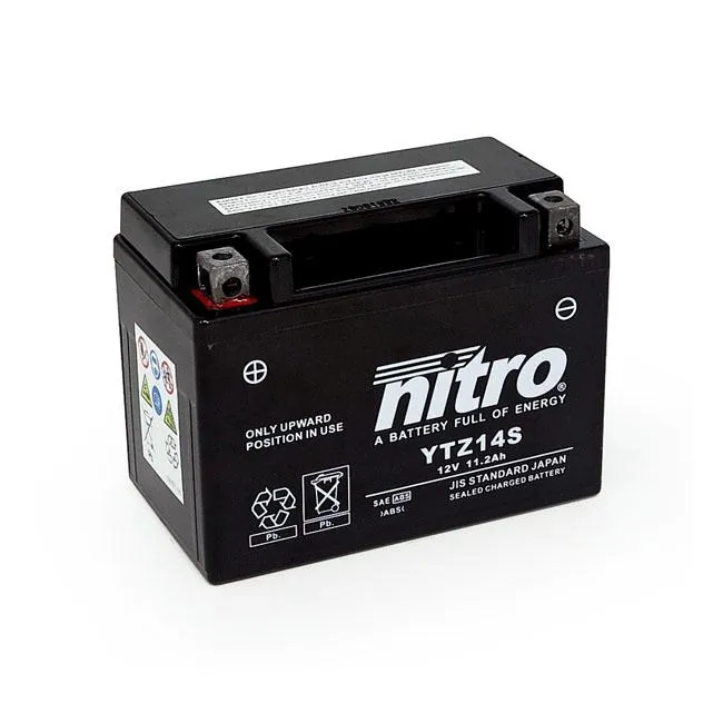 Nitro verzegelde YTZ14S AGM motorfietsaccu 11.2Ah