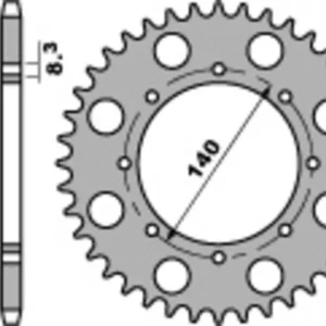 PBR C45 Standaard staal achtertandwiel 491 - 520