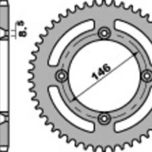 PBR Staal C45 standaard achtertandwiel 822 - 428