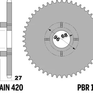 PBR Staal standaard achtertandwiel 153 - 420