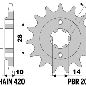 PBR staal standaard voor tandwiel 2065 - 420