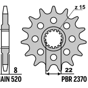 PBR Staal standaard voortandwiel 2370- 520