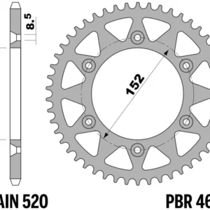 PBR Standard C45 Steel Rear Sprocket - 520