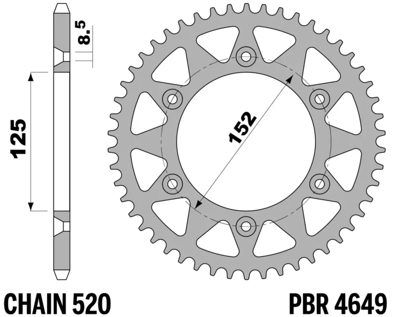 PBR Standard C45 Steel Rear Sprocket - 520