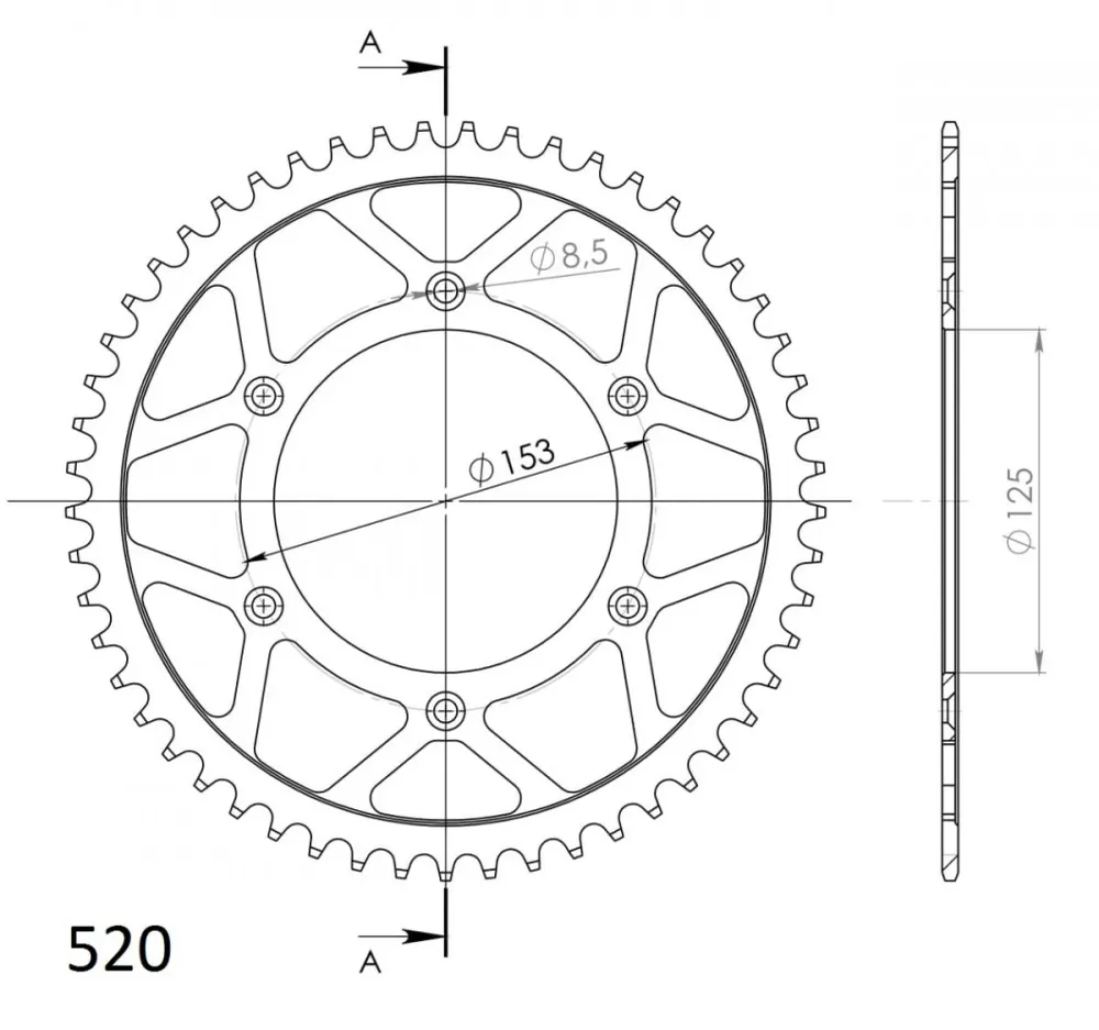Supersprox staal achtertandwiel zwart - Honda Pro Moto Parts