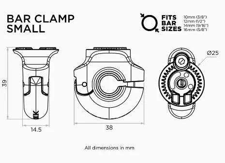 QUAD LOCK bar clamp small