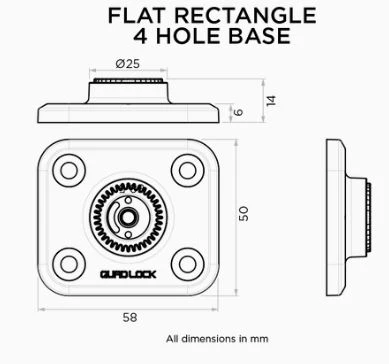 QUAD LOCK flat rectangle 4 hole