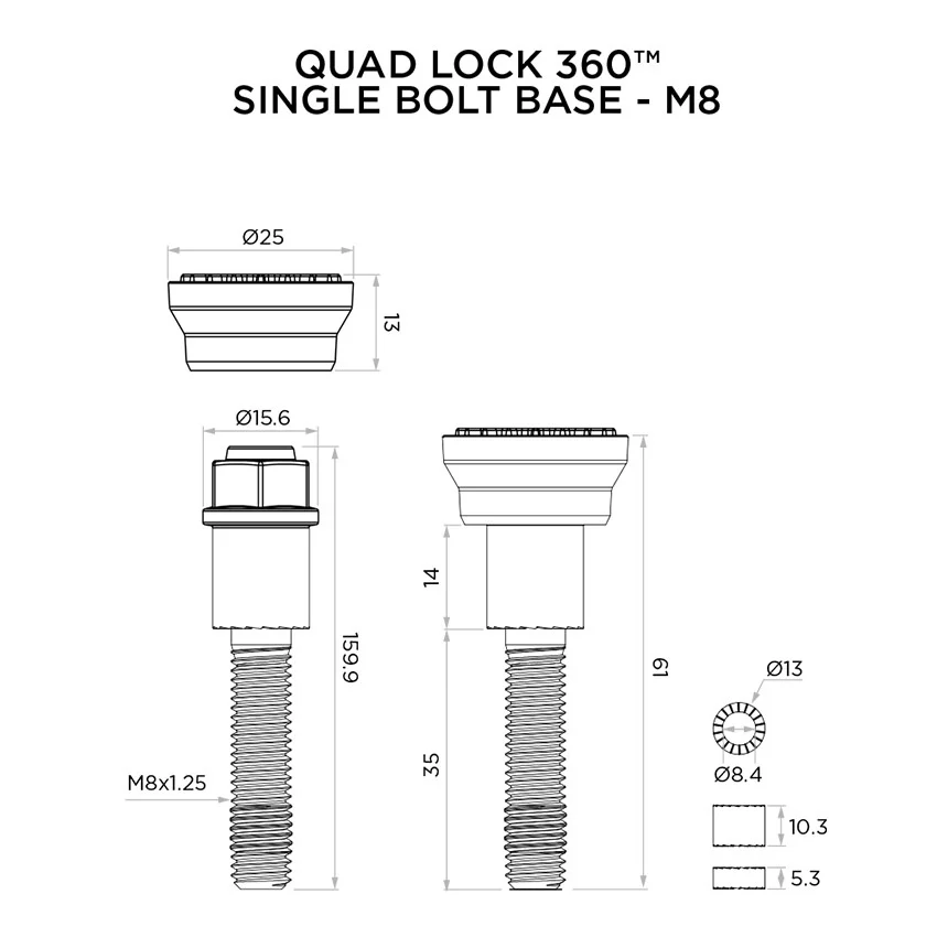 QUAD LOCK single bolt m8