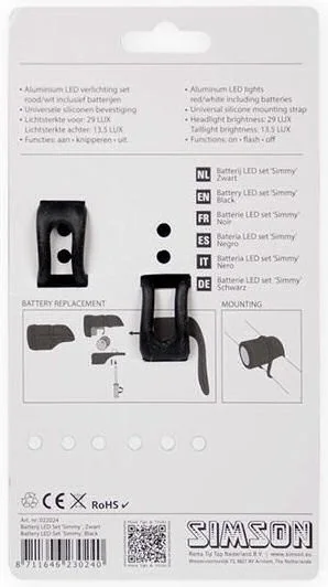 Simson Batterij LED set ''Simmy'' - Zwart