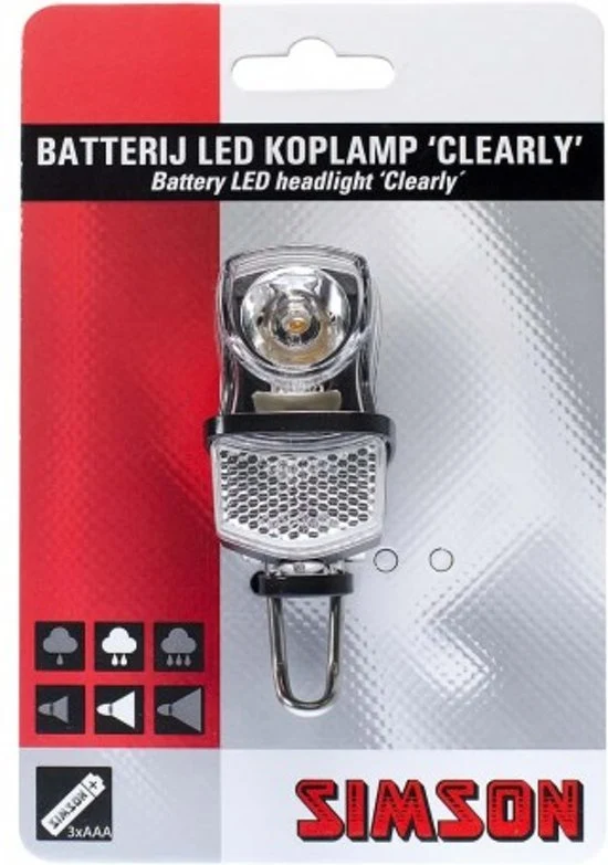 Simson Clearly LED voorvork koplamp op batterijen