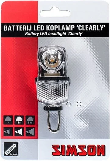Simson Koplamp voor Voorvork LED 'Clearly' - Met batterijen