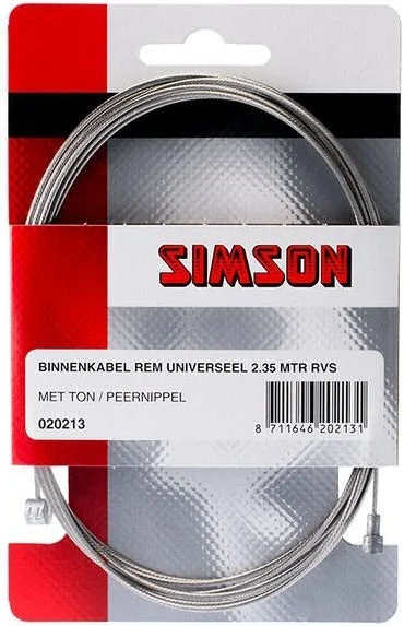 Simson Rem Binnenkabel - 2 nippels - universeel - RVS