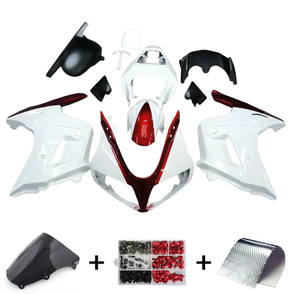 Amotopart 2003-2013 SV650 Suzuki Gloss White & Dark Red Fairing Kit