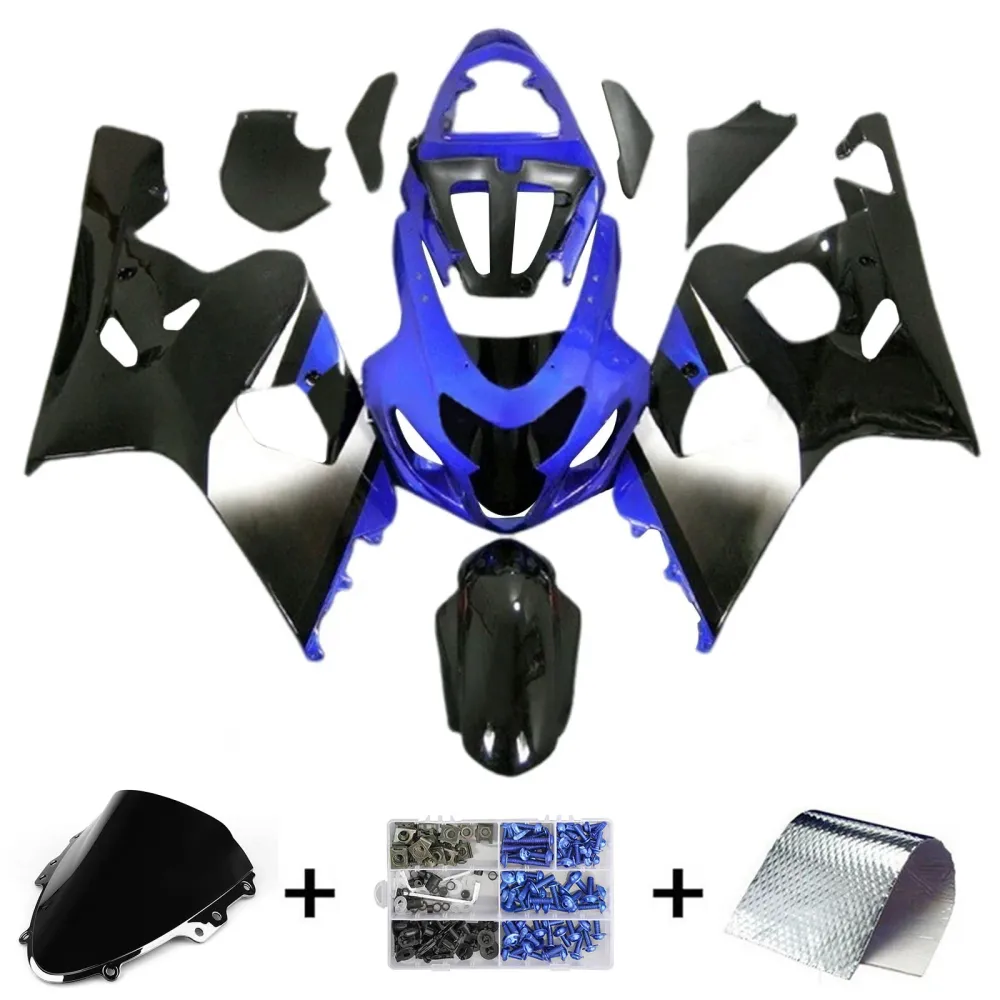 Amotopart 2004-2005 K4 GSXR 600/750 Suzuki Blue & Black Style2 Fairing Kit