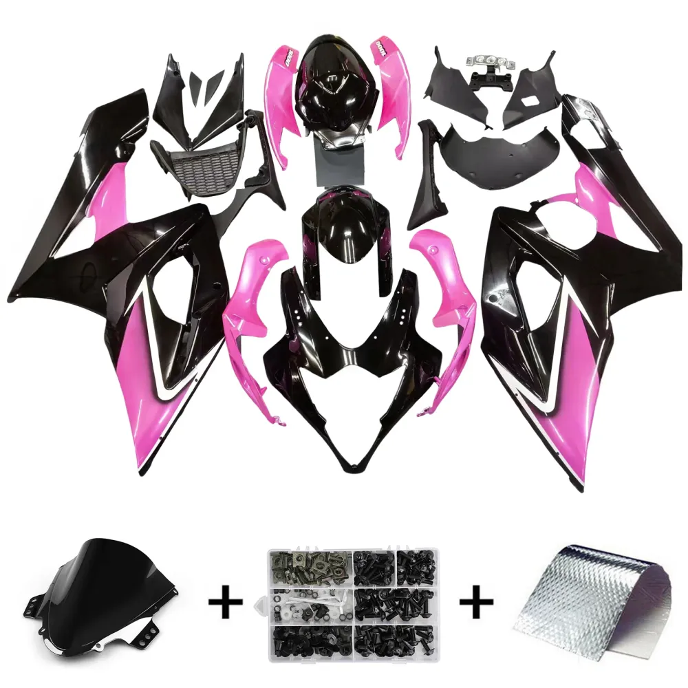 Amotopart 2005-2006 Suzuki GSXR1000 Fairing Black & Pink Kit