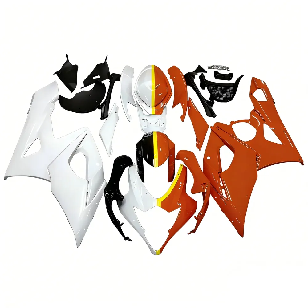 Amotopart 2005-2006 Suzuki GSXR1000 Fairing Orange & White Kit