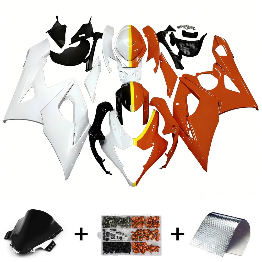 Amotopart 2005-2006 Suzuki GSXR1000 Fairing Orange & White Kit
