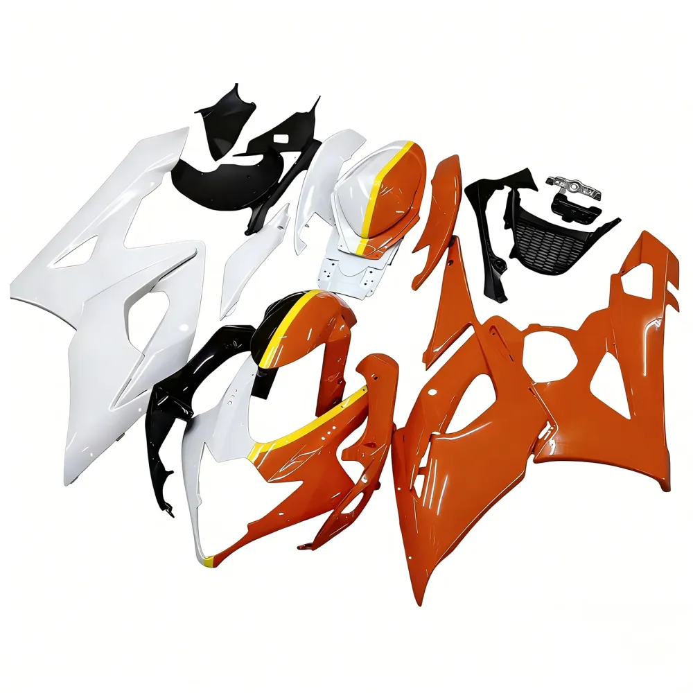Amotopart 2005-2006 Suzuki GSXR1000 Fairing Orange & White Kit