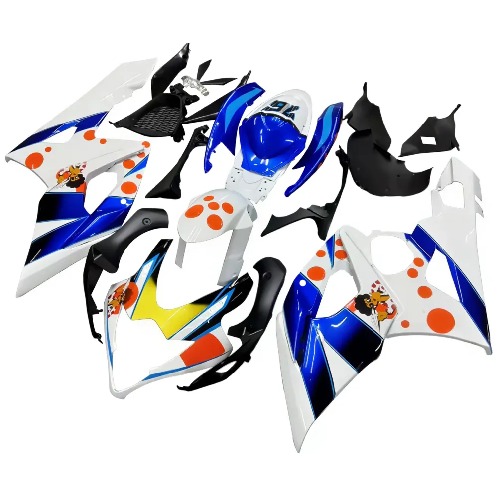 Amotopart 2005-2006 Suzuki GSXR1000 Fairing White & Blue Kit
