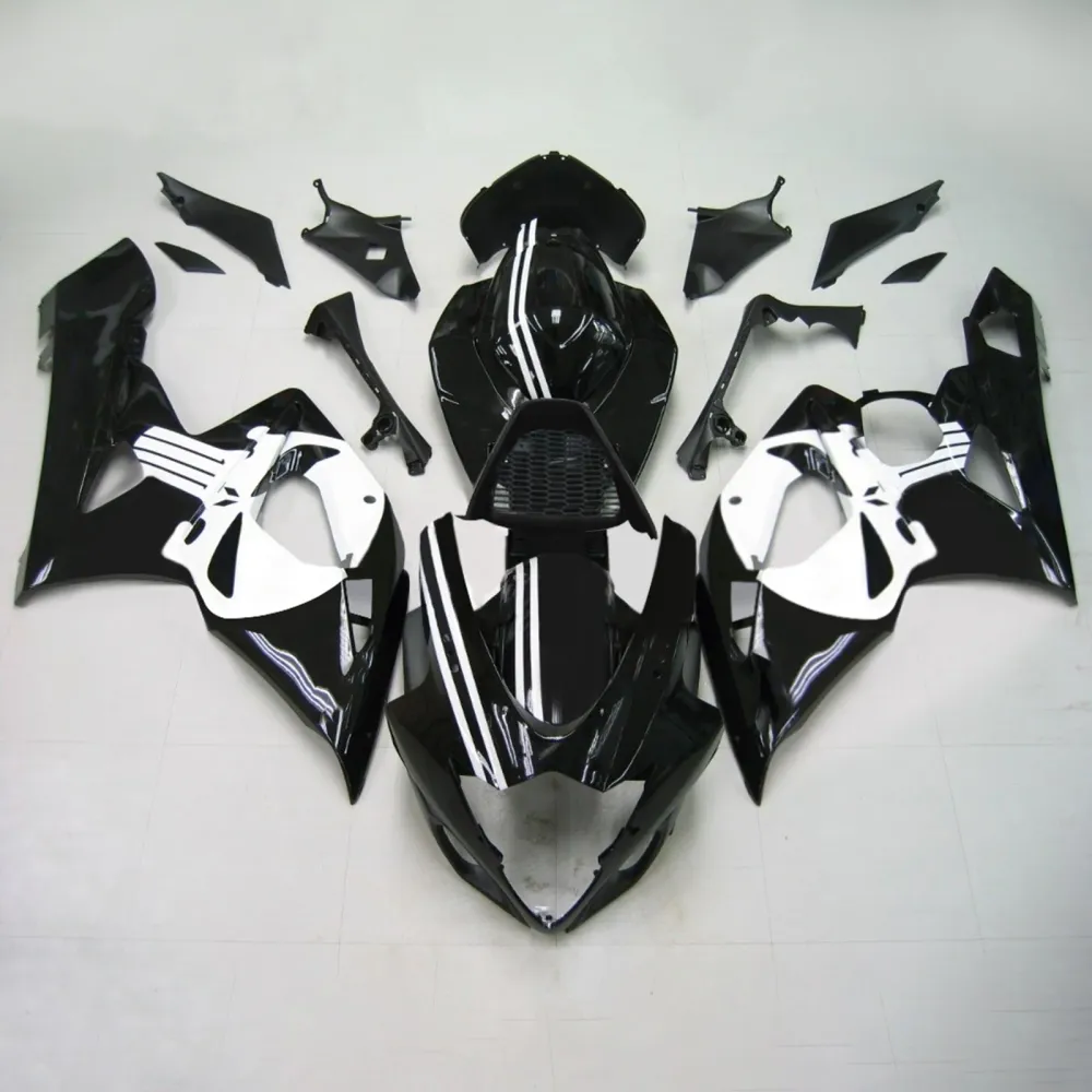 Amotopart 2005-2006 Suzuki GSXR1000 Fairing White & Black Skull Kit