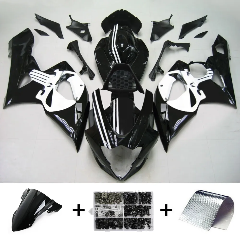 Amotopart 2005-2006 Suzuki GSXR1000 Fairing White & Black Skull Kit