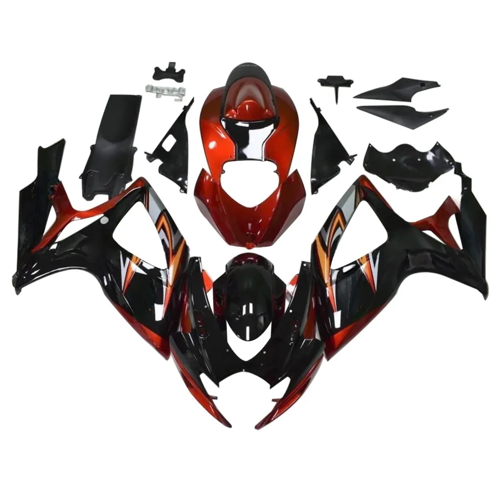 Amotopart 2006-2007 K6 GSXR 600/750 Suzuki Gloss Black & Orange Fairing Kit